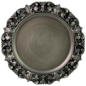 Plato Gris Decorado con Base