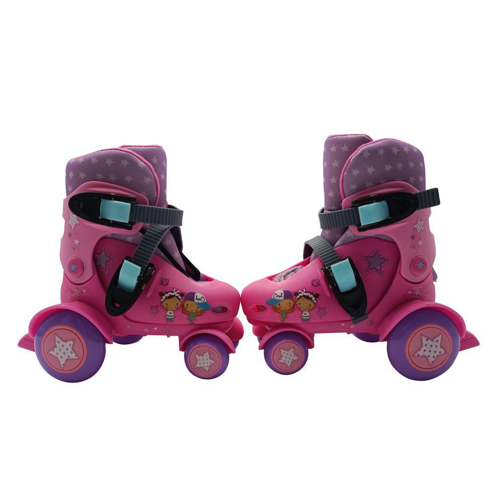 Patines Junior de 4 Ruedas Ajustables para Niña Talla S Color Rosados Patines Junior Ajust…