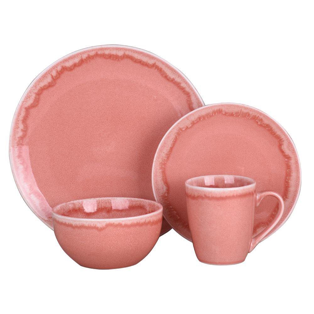 Set de Vajilla Andina de 16 Piezas de Cerámica Color Rosado Vajilla de Cerámica Andina 16 Piezas Color Rosado