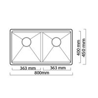 Lavatrastos de Acero Inoxidable de 2 Fosas 80 Cm - Prymium