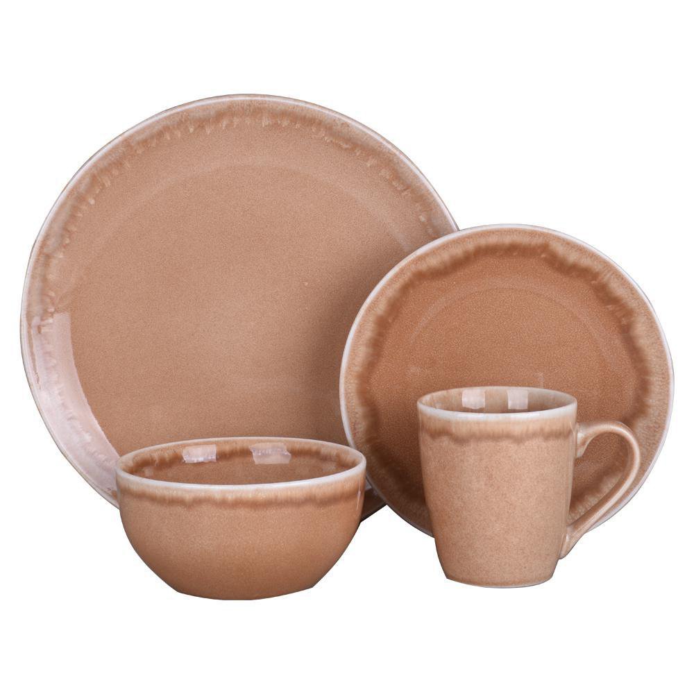 Set de Vajilla Andina de 16 Piezas de Cerámica Color Beige Vajilla Cerámica Andina Beige 1…