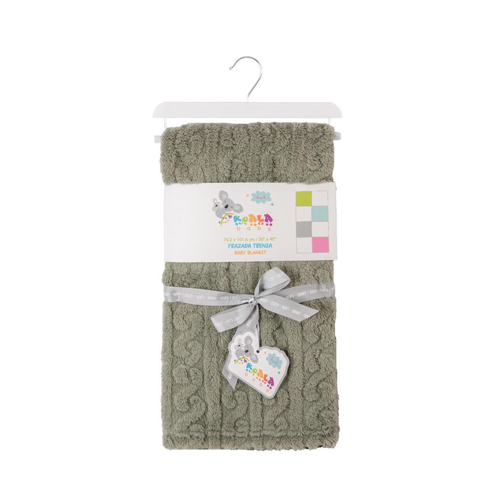 Frazada para Bebé con Diseño de Trenza de 76 x 101 Cm de Felpa Color Sage Frazada de Trenz…