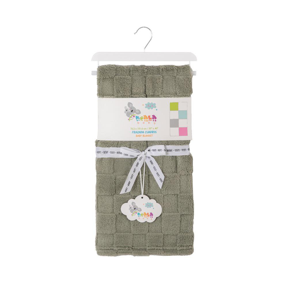 Frazada para Bebé con Diseño de Cuadros de 76 x 101 Cm de Felpa Color Sage Frazada de Cuad…