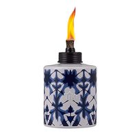 Antorcha de Mesa Vidrio Azul y Blanco Tie Dye 5.75 Plg Diseños Surtidos