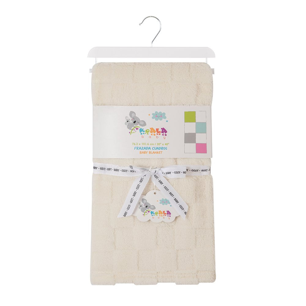 Frazada para Bebé con Diseño de Cuadros de 76 x 101 Cm de Felpa Color Blanco Frazada de Cu…