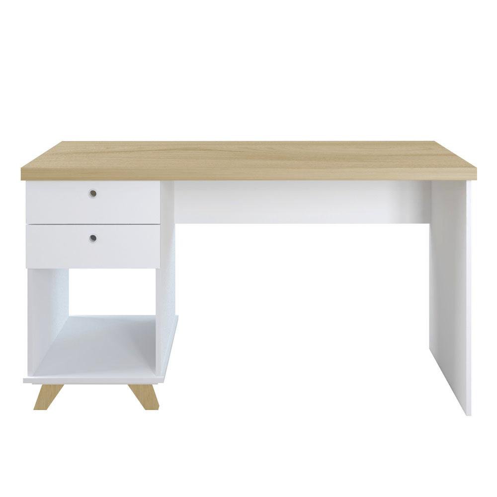 Escritorio Sky con 2 Cajones Blanco y Beige 135 x 44.3 x 75 cm
