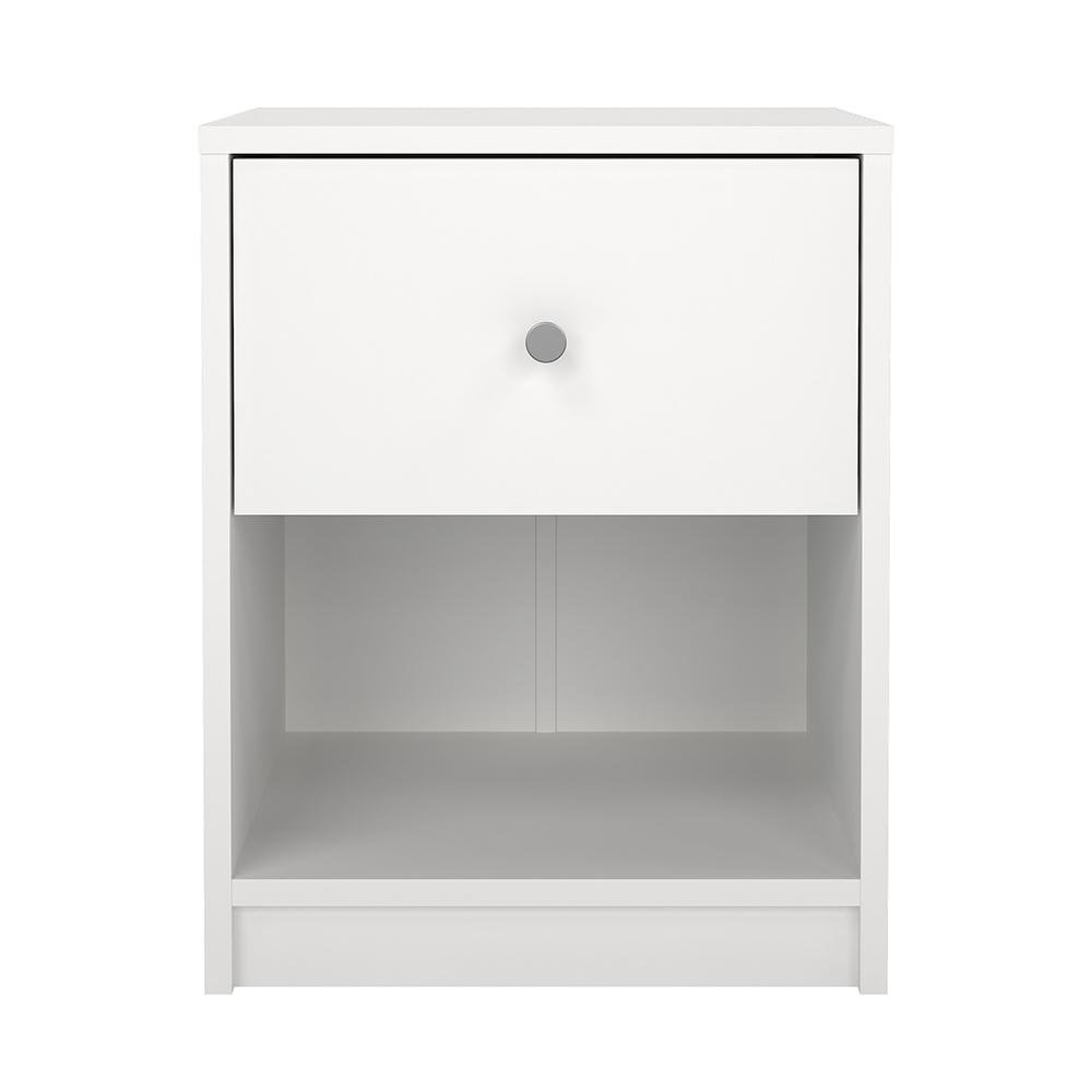 Mesa de Noche May de MDF con Gaveta y Repisa Abierta 37.9 x 30 x 48.4 cm Blanca