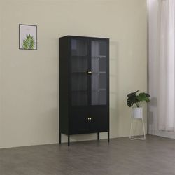 Trinchante Alto Negro de Metal y Vidrio