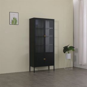 Trinchante Alto Negro de Metal y Vidrio