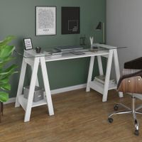 Escritorio Blanco con Cubierta de Cristal