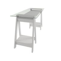 Escritorio Blanco con Cubierta de Cristal