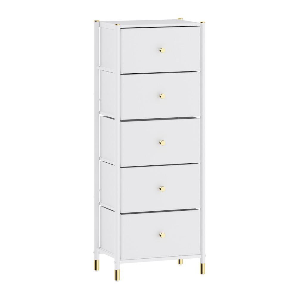 Organizador con 5 Gavetas Diseño Cuero Color Blanco