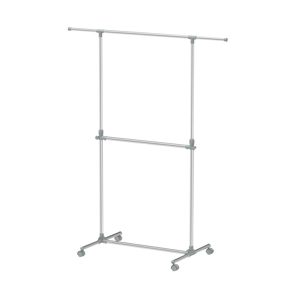 Colgador con Tubo Extensible Doble Color Plateado