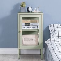 Mueble Auxiliar Verde de Metal con Vidrio