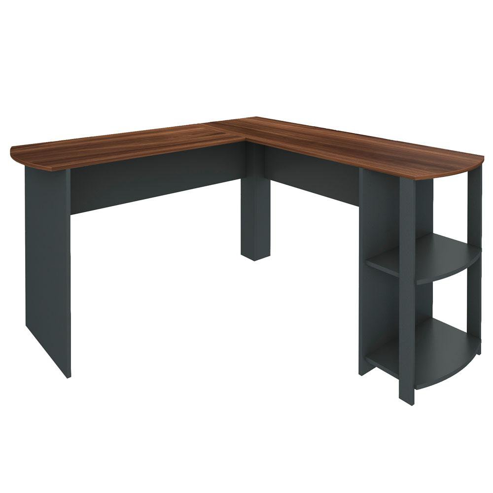 Escritorio Esquinero en L con 2 Repisas Gris 135 x 135 x 74.8 cm
