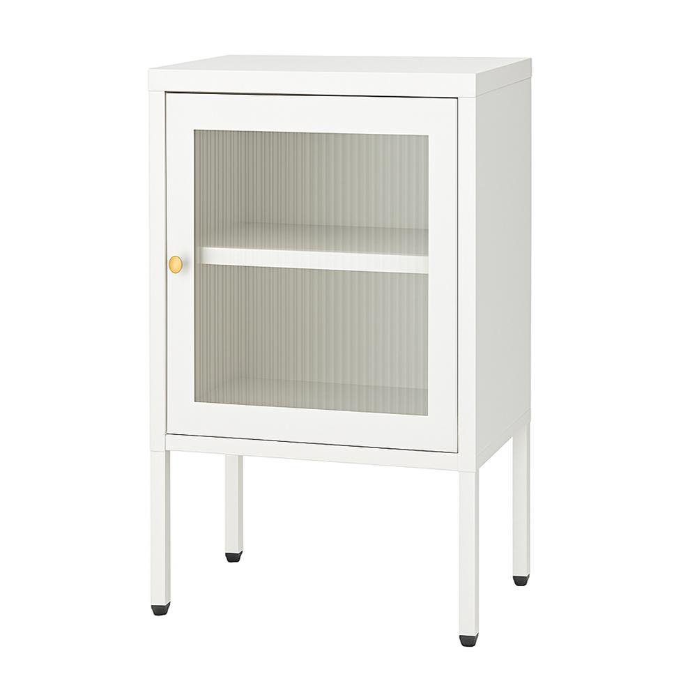 Mueble Auxiliar de Metal y Vidrio 40 x 60 cm Color Blanco