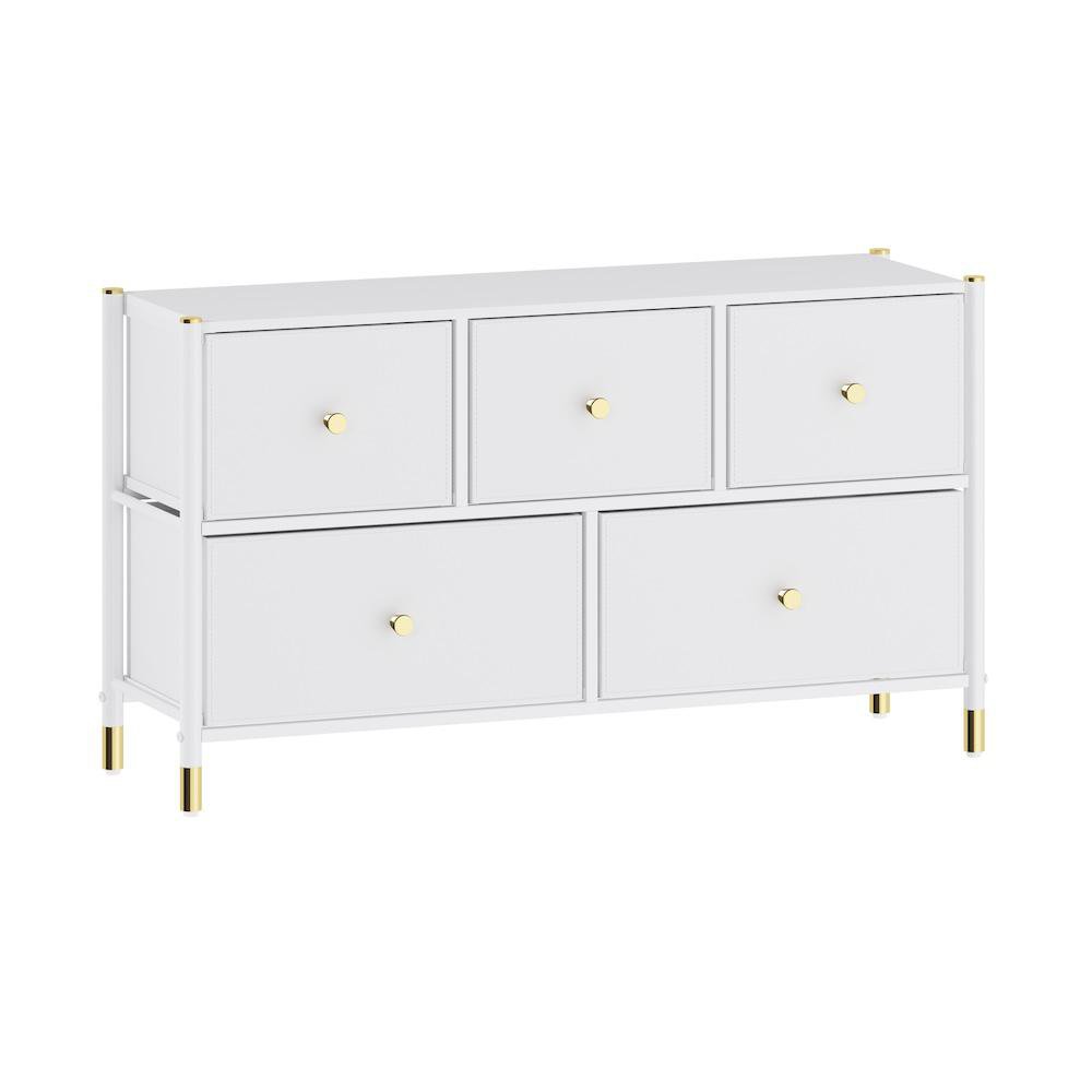 Organizador con 5 Gavetas Diseño Cuero Color Blanco