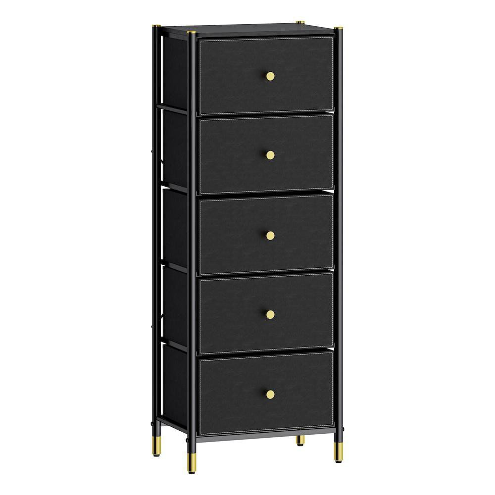 Organizador con 5 Gavetas Diseño Cuero Color Negro