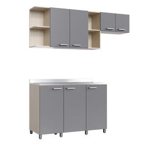 Mueble de Cocina con 5 Puertas y 4 Espacios Abiertos