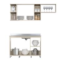 Mueble de Cocina con 5 Puertas y 4 Espacios Abiertos
