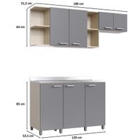 Mueble de Cocina con 5 Puertas y 4 Espacios Abiertos