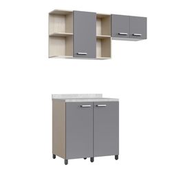 Conjunto de Gabinetes de Cocina Gris y Beige