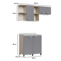 Conjunto de Gabinetes de Cocina Gris y Beige