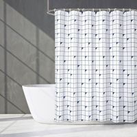 Cortina Para Baño Cuadrícula Negra - Viva