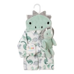 Bata de Franela Dino Verde y Peluche