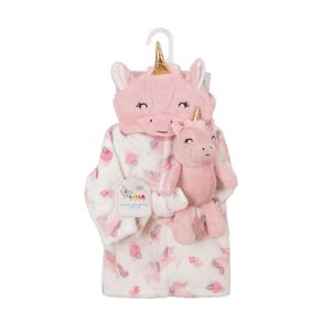 Bata de Franela con Unicornio Rosado y Peluche Emma