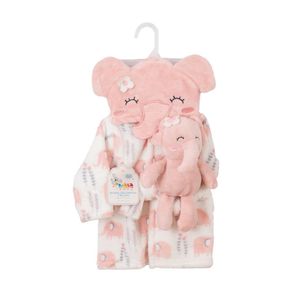 Bata de Franela con Elefante Rosa