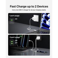 Cargador de Pared Doble USB-C Blanco de 45W