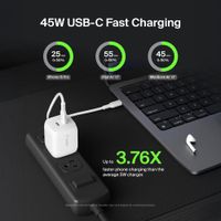 Cargador de Pared Doble USB-C Blanco de 45W