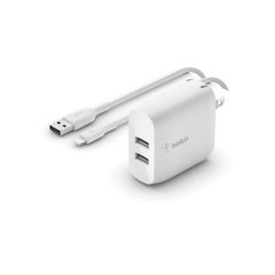 Cargador de Pared Doble USB-A con Cable Lightning a USB-A de 24W