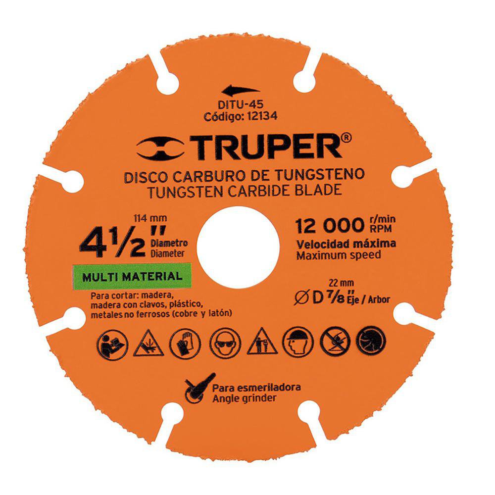Disco Multimaterial de Carburo de Tungsteno 4 1/2 plg