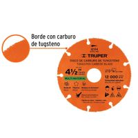 Disco Multimaterial de Carburo de Tungsteno 4-1/2 Plg