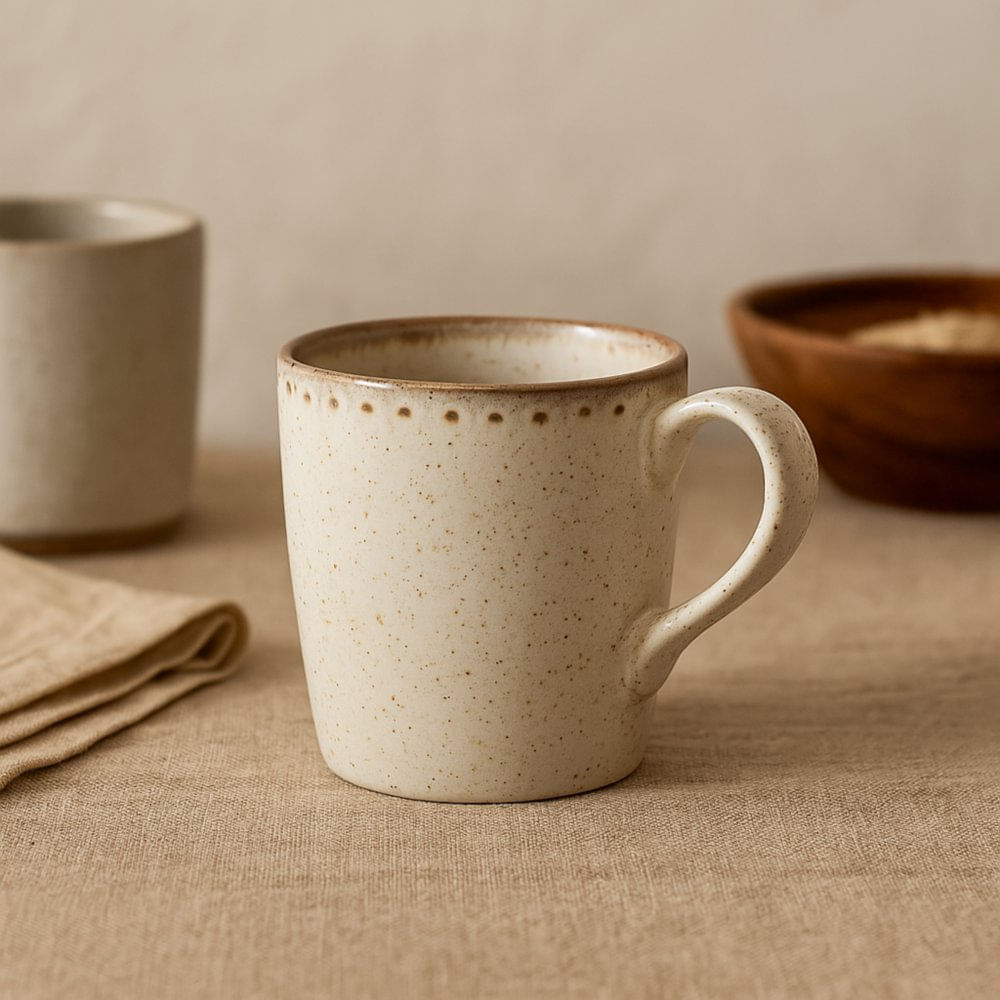 Taza de Cerámica de 12.8 oz Color Crema Tornasol