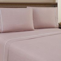 Set de Sábanas King Rosa con Detalles Puntuales 8 Pzas