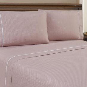 Set de Sábanas King Rosa con Detalles Puntuales 8 Pzas