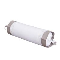 Almohadón Tubular Blanco con Bordado de Hojas Beige 35 x 50 Cm