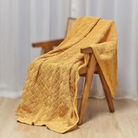 Throw Decorativo de Algodón con Flecos Mostaza 127 x 152 Cm
