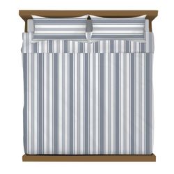 Set de Duvet con Rayas Verticales King Celeste con Blanco