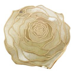 Individual Decorativo en Forma de Rosa Dorado 38 cm