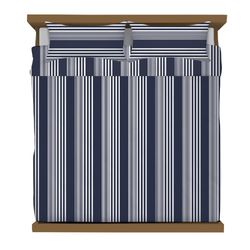 Set de Duvet con Rayas Verticales King Azul con Blanco