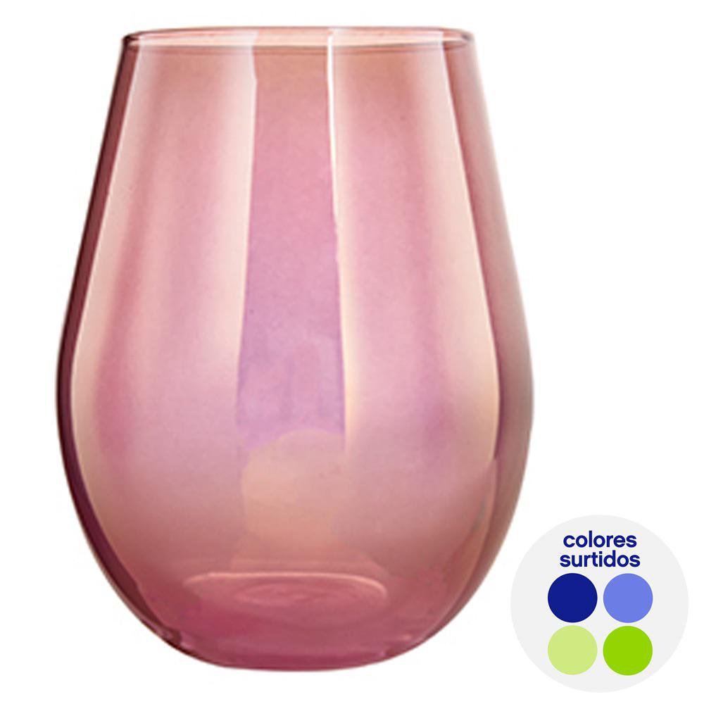 Vaso de Vidrio para Vino de 18 oz Color Surtido