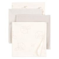 Set de Mantas Recibidoras Elefante Blanco y Gris 4 Pzas