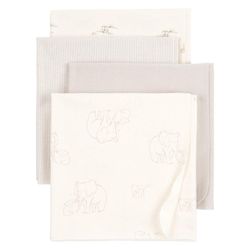 Set de Mantas Recibidoras Elefante Blanco y Gris 4 Pzas