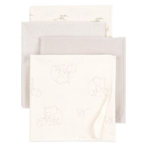 Set de Mantas Recibidoras Elefante Blanco y Gris 4 Pzas