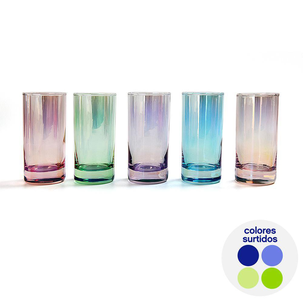 Vaso de Vidrio de 9.6 oz Color Surtido