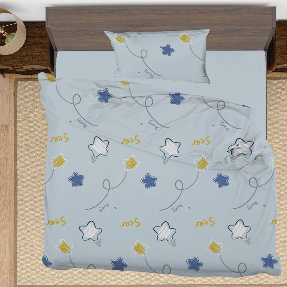 Set de Edredón 2 Piezas Tamaño Imperial Diseño Estrellas Colores Surtidos